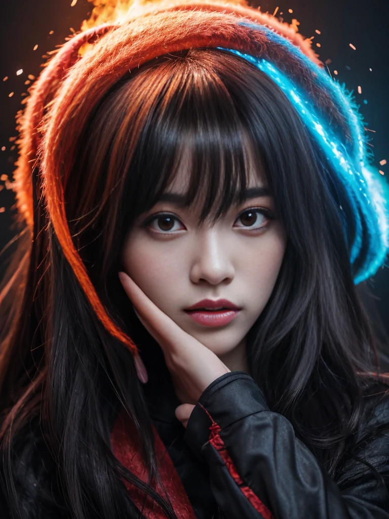 巨big ,Sparkling eyes,Purple eyes、(highest quality,4K,8k,High resolution,masterpiece:1.2),Very detailed,(Realistic,photoRealistic,photo-Realistic:1.37),Mythical monster,Beast-like creature,Muscular,Six big legs,Stand like a gorilla,Red fur covering the body,two big horns,Drill teeth,Sharp Claws,Huge shape,Burning Fire Magic,Energy aura,A threatening presence,Glowing Eyes,Intimidating posture,Dark Environment,Smoke-filled air,Ominous Shadow,Majestic and fierce,Explosive power,Vibrant colors,bold,Horror art style,moving composition,Dramatic lighting,rib layer,large sharp teeth,Sharp Edges,Very detailedスケール,Burning Crack,Burning Flames,Furious expression,Burning with anger,Surrounded by sparks and embers