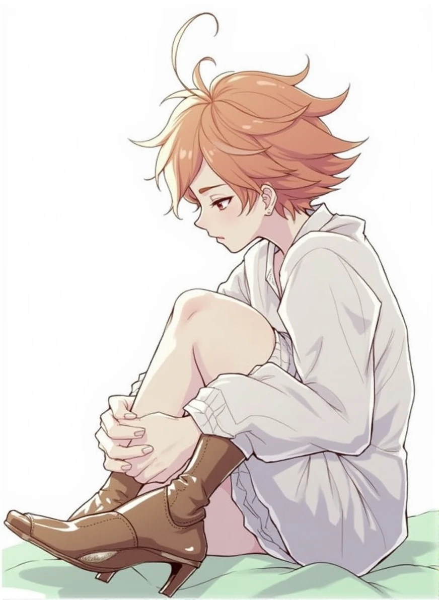 She is taking off her clothes.