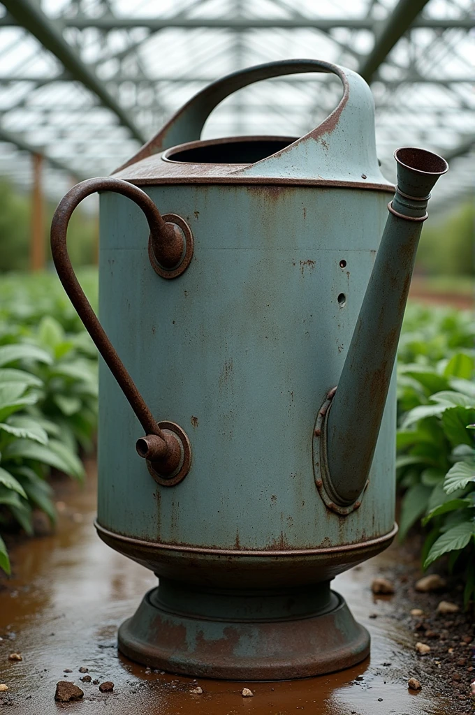 Large watering can with rails and can be controlled