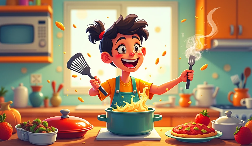 TEENAGER COOKING CARTOON