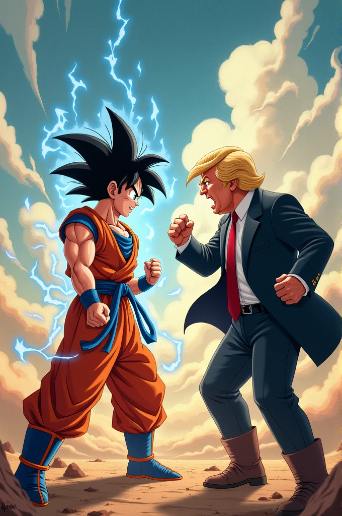 Goku fighting Donald Trump