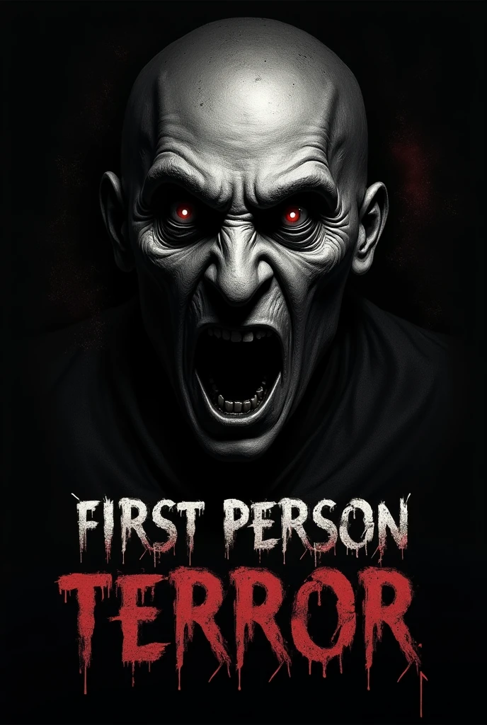 Logo for a horror podcast titled First Person Terror