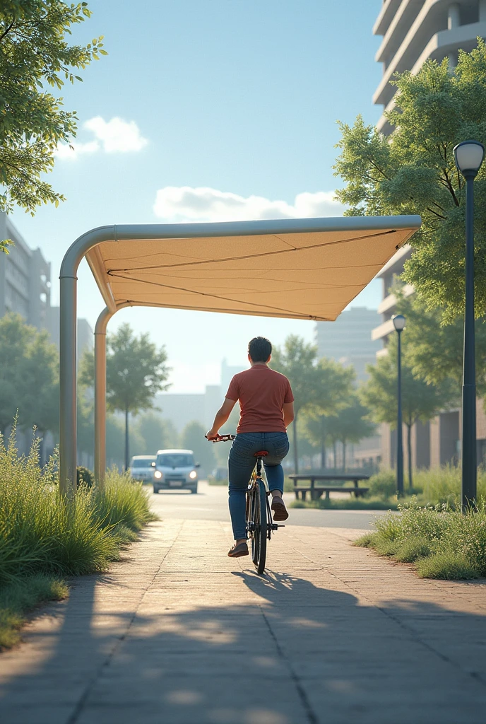Bike person with Netafim canopy
