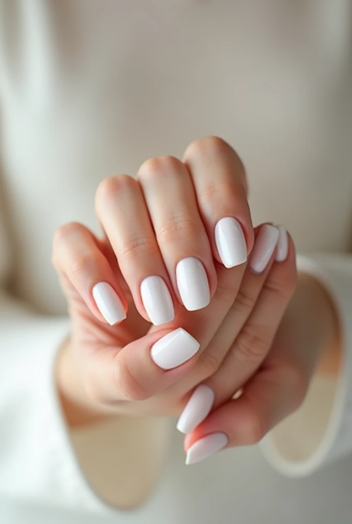 women's fingernails. 1,5 cm Long. White. Squoval