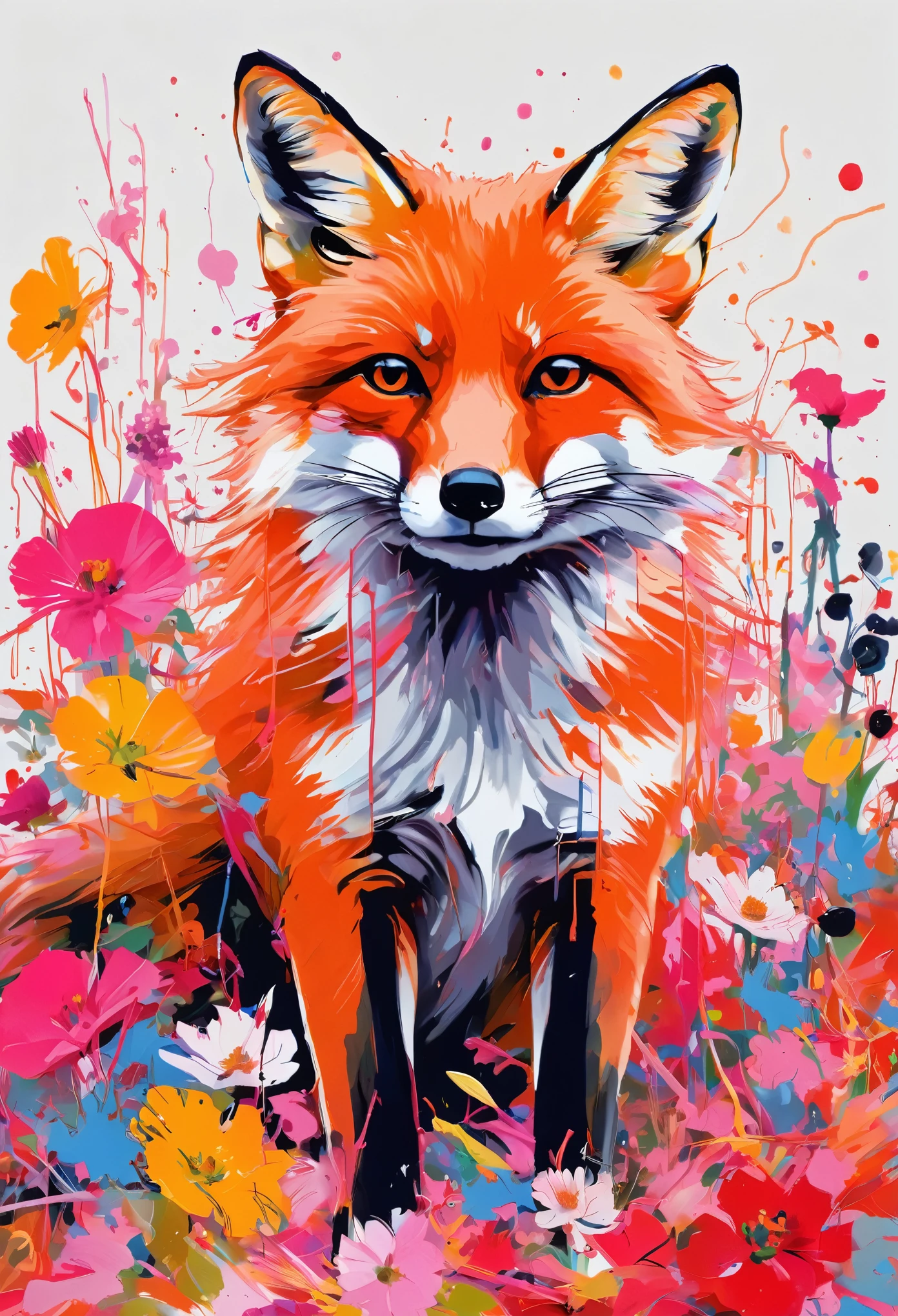 graffiti, scribble, Cartoon by Petra Cortright, Highest quality, masterpiece, Fox Artwork, Representative works, Official Art, Professional, Super intricate details, 8k, Fox Art, Colorful background