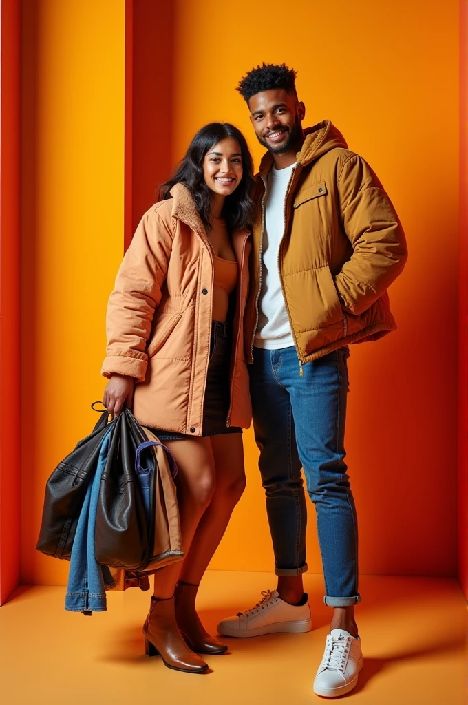 Photo couple pour vendre vêtement et chaussures