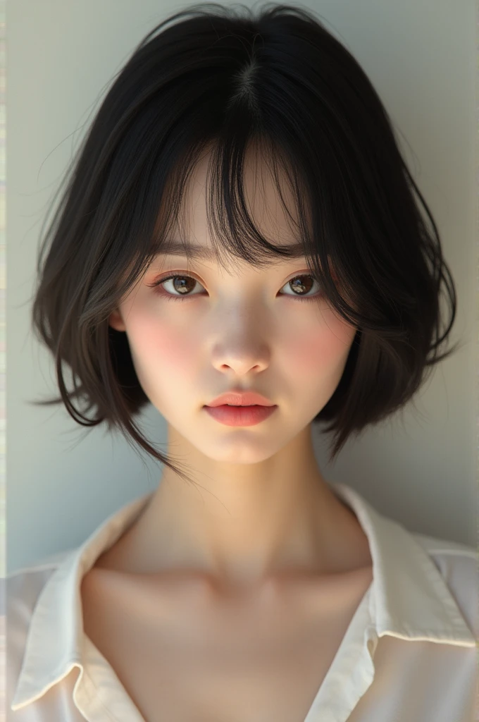 Picture of a beautiful girl with short straight hair