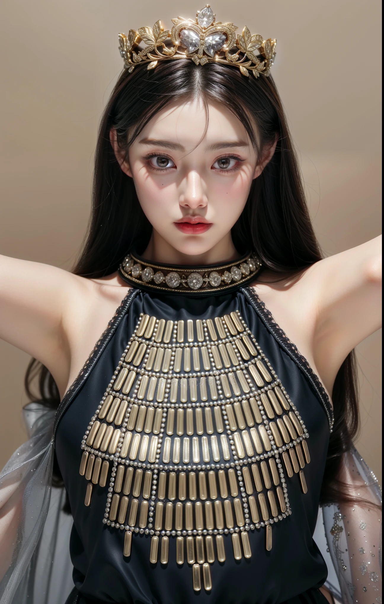 Very detailed, Delicate face, Realistic style, Stock Photography , rich and colorful, Surrealism, Realistic textures, Dramatic Lighting, Distiller 800 (8K, original photo, Better quality, masterpiece: 1.2), Very detailed, (Extremely delicate skin: 1.2), 8K Ultra HD, SLR camera, Soft Light, high quality, 冰冻Queen,, snow castle,Blue pupils,Apply red lipstick,Queen,Gorgeous clothing,gem, diamond, Gold Jewelry,Printed lace,Silk dress,breasts symmetrical,