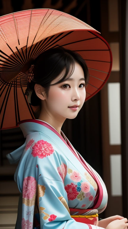 Masterpiece, high resolution photo, a Japanese kimono beauty, huge natural breast, beautiful face Japanese women, 8K, UHD
