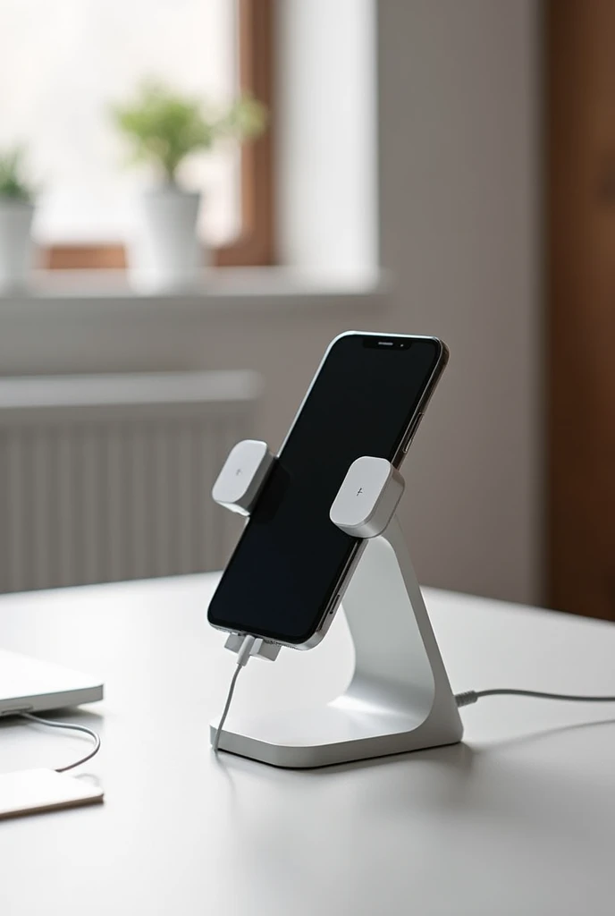 give me an innovative ideas for phone placement during charging while using portable charging