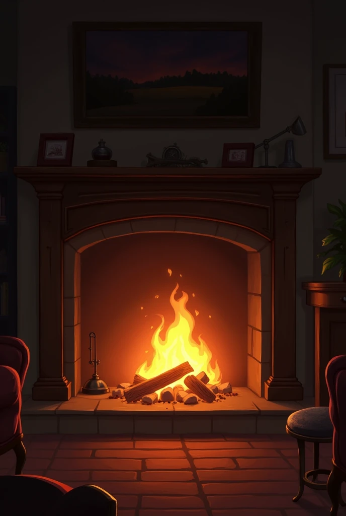 Fire from a fireplace dying down