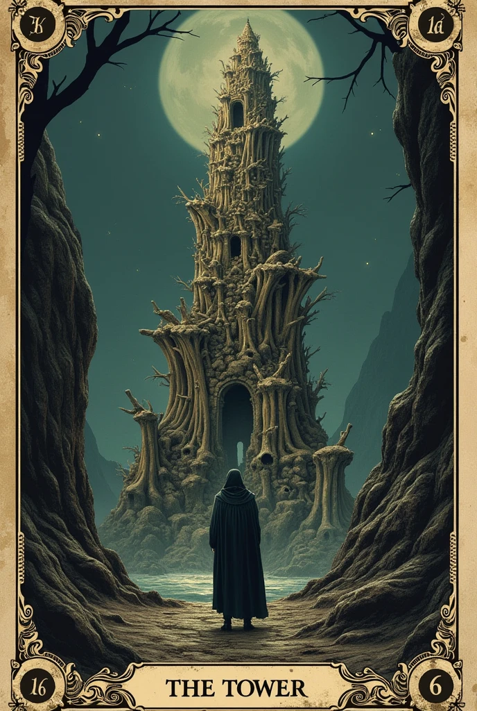 Crias playing card de tarot, dark, souls, playing card, Number 16, tower, tower of bones