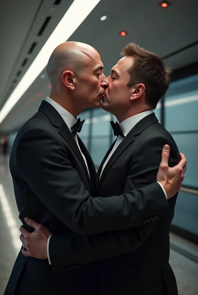 Jeff Bezos kisses Elon Musk