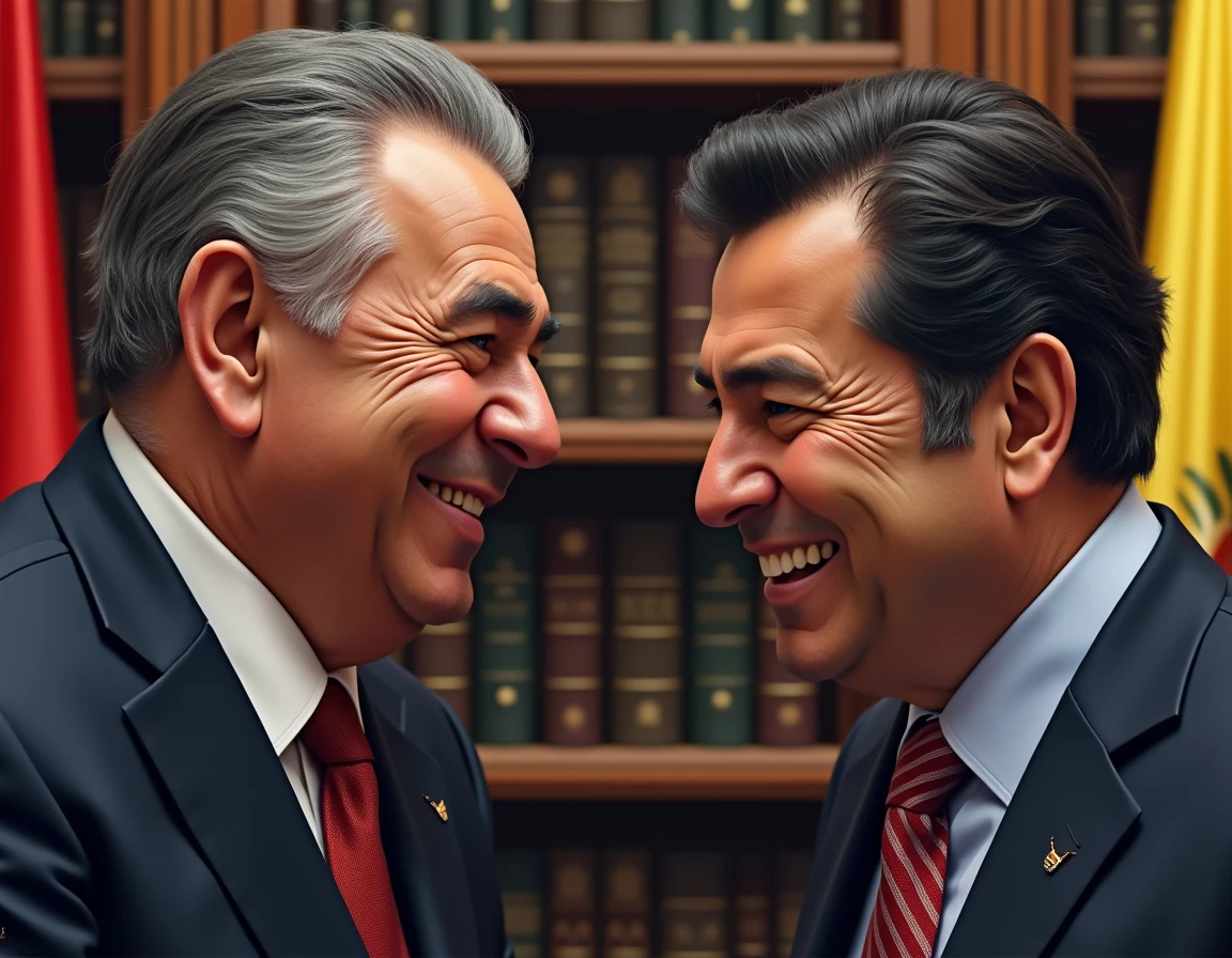 President Rafael Correa Delgado laughing at President Lenin Moreno Garces