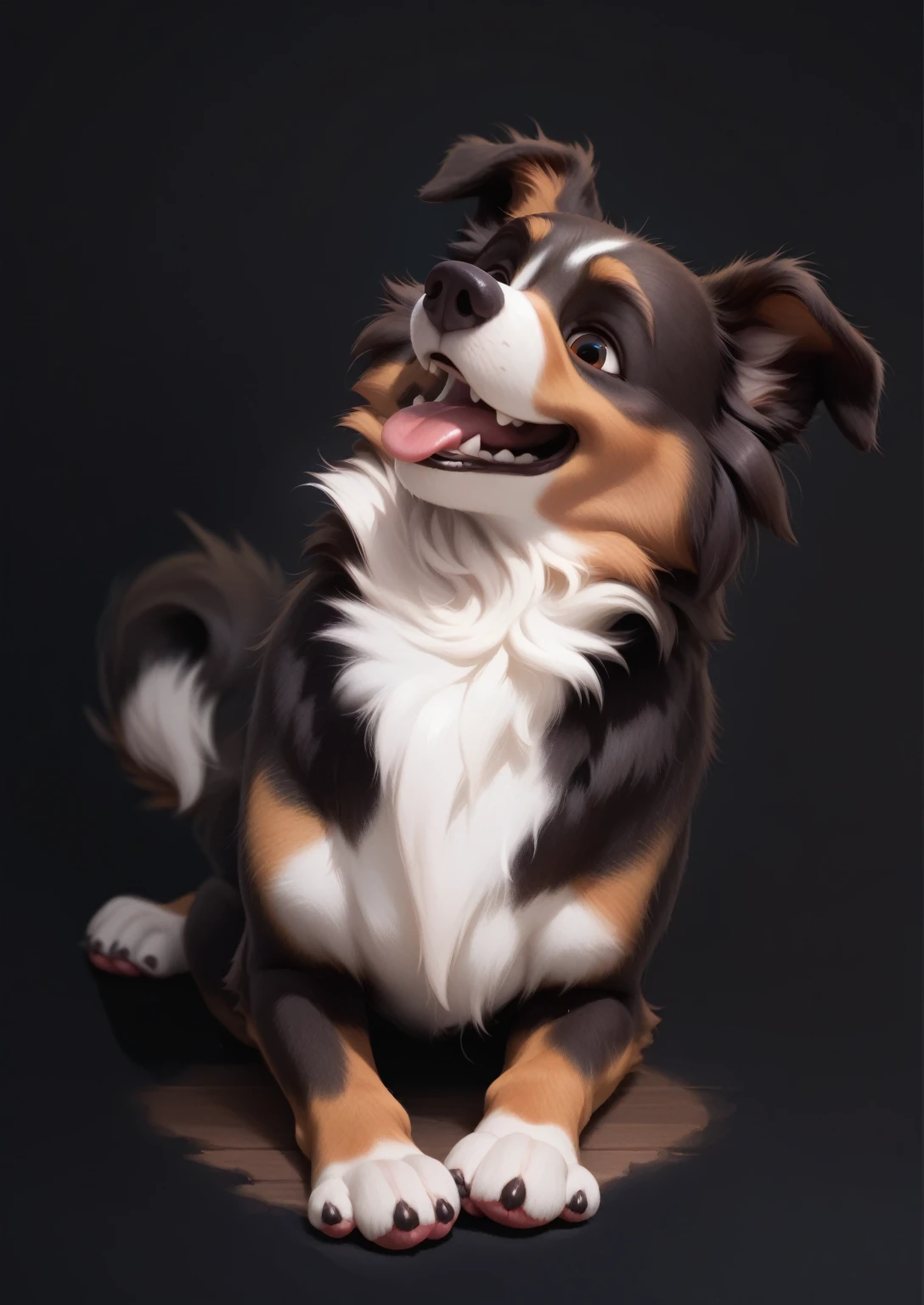 border collie dog in pixar style