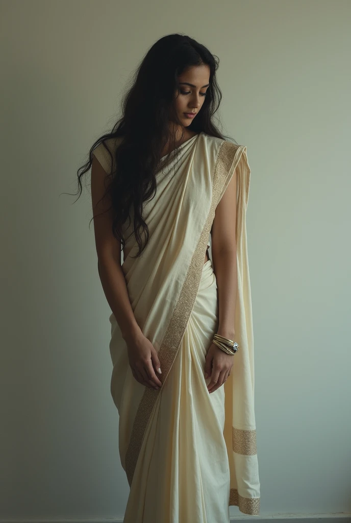 अधिकार ये ज़ब से साजन का इस 
धड़कन पर माना मैंने 
मैं ज़ब से उनके साथ जुड़ी ये भेद तभी जाना मैंने 
कितना सुःख है बंधन में 
सिर्फ एक साड़ी पहने औरत का चित्र दें 