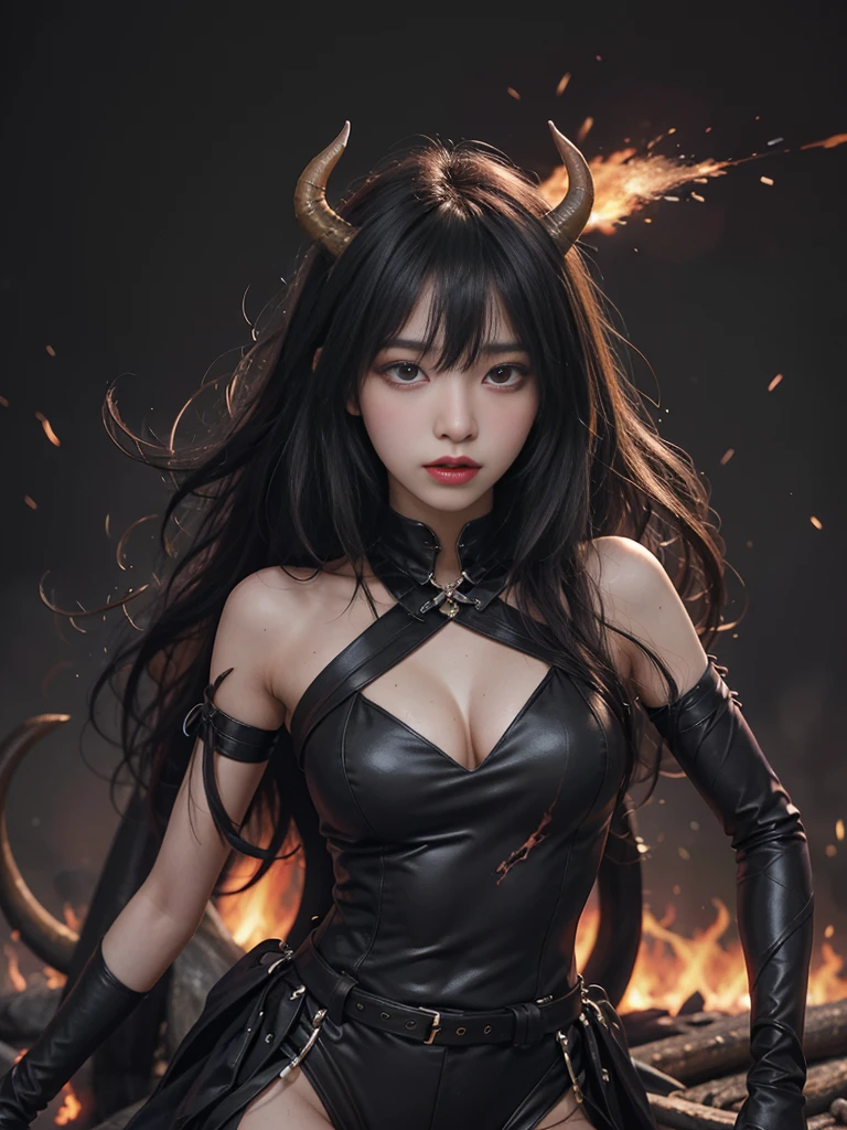 巨big ，Sparkling eyes，Purple eyes、(highest quality,4K,8k,High resolution,masterpiece:1.2),Very detailed,(Realistic,photoRealistic,photo-Realistic:1.37),Mythical monster,Beast-like creature,Muscular,Six big legs,Stand like a gorilla,Red fur covering the body,two big horns,Drill teeth,Sharp Claws,Huge shape,Burning Fire Magic,Energy aura,A threatening presence,Glowing Eyes,Intimidating posture,Dark Environment,Smoke-filled air,Ominous Shadow,Majestic and fierce,Explosive power,Vibrant colors,bold,Horror art style,moving composition,Dramatic lighting,rib layer,large sharp teeth,Sharp Edges,Very detailedスケール,Burning Crack,Burning Flames,Furious expression,Burning with anger,Surrounded by sparks and embers