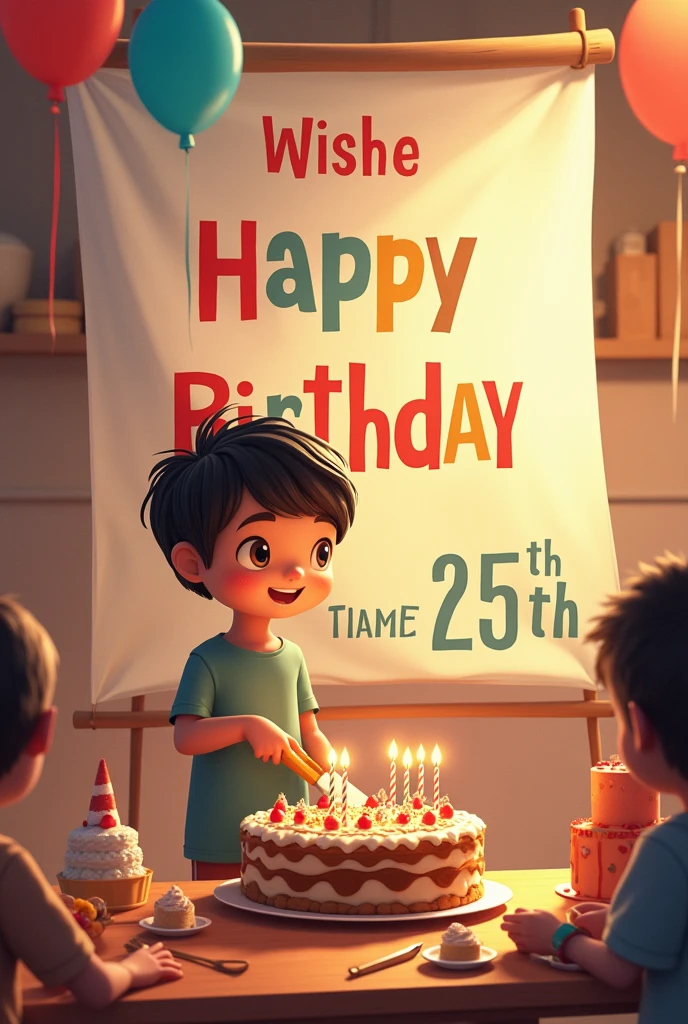 A big benner happy birthday pabitra and a boy 15 years ago cutting a cake 🎂
Date of birth - 15 auguast 2010