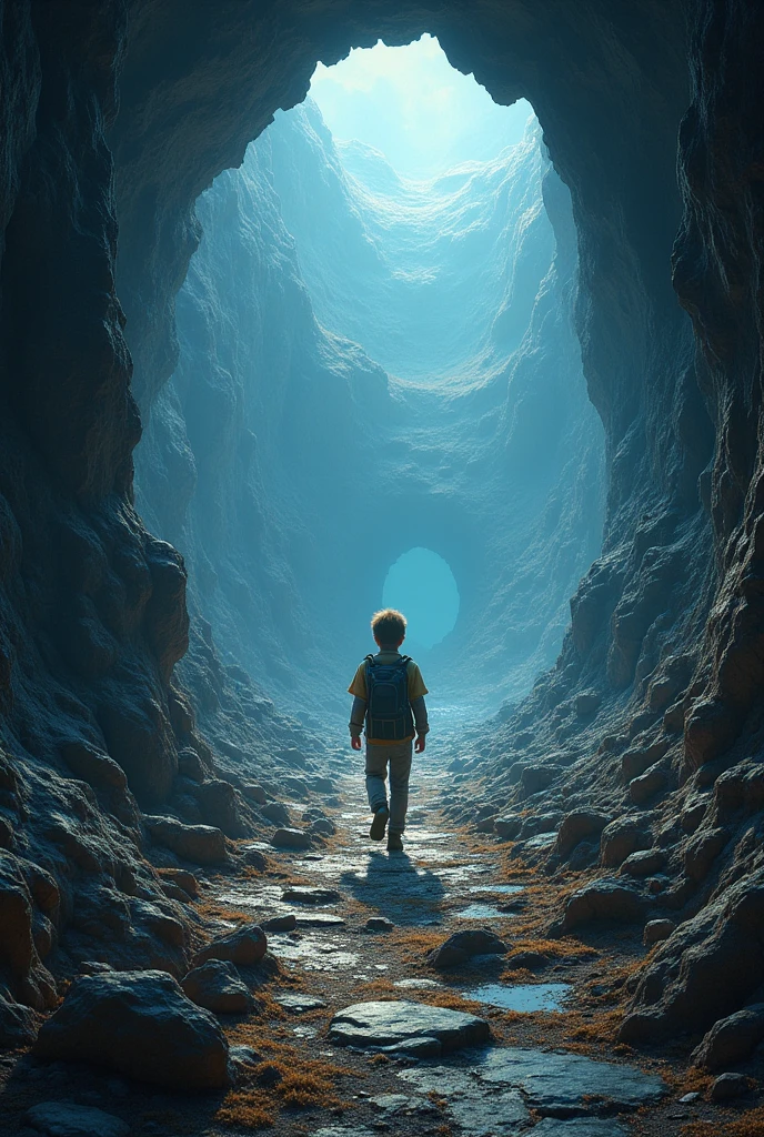 one boy 
adventure began in the geosphere, the solid part of Earth. As they descended into the Earth's crust, Alex felt the weight of the world pressing around them. The ground beneath was a maze of rocky tunnels, ancient minerals, and magma flows. The air was cool and dry, filled with the faint hum of shifting tectonic plates. Each step resonated with the deep, primordial rhythm of the planet' s heartbeat.

