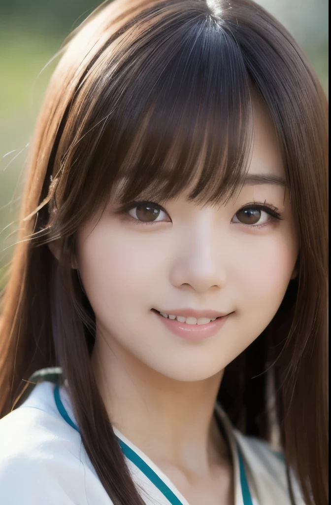 best quality, face focus, soft light, ultra high res, (photorealistic:1.4), RAW photo,(Shinozaki Ai), white skin, kawaii, 1 Japanese girl, solo, cute, (smile), (pupil, lights in the eyes),  detailed beautiful face, Medium-sized breasts,(high resolution detail of human skin texture),(long hair),(portrait), upper body, white traditional kimono