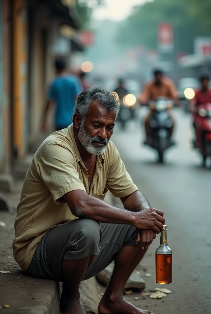 Tamilnadu male drink  and crying hard   in road side 