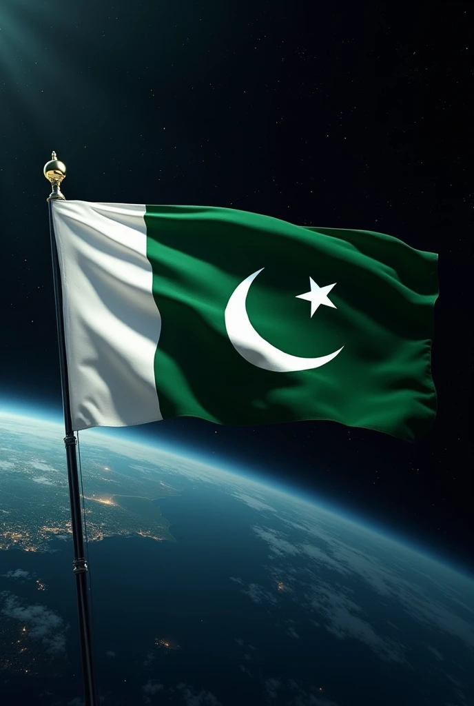 Pakistan flag in space with satellites cinematic 4k