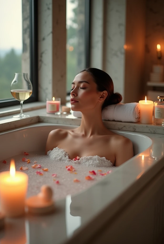 Create an advertising image for the following phrase"bathroom salts the finishing touch for a perfect day"