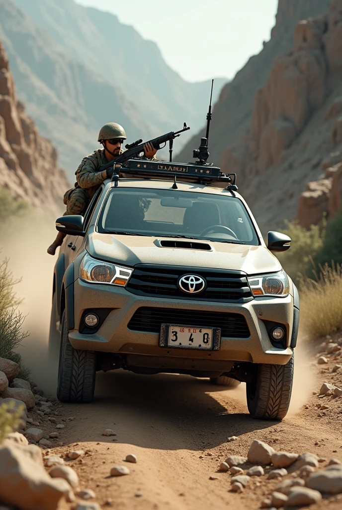 Toyota hilux with pakistan army soldier 