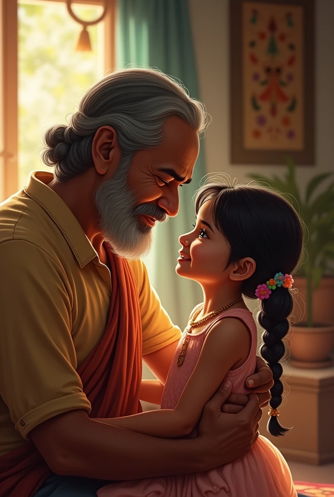 an indian father looked at her 5 year old female child