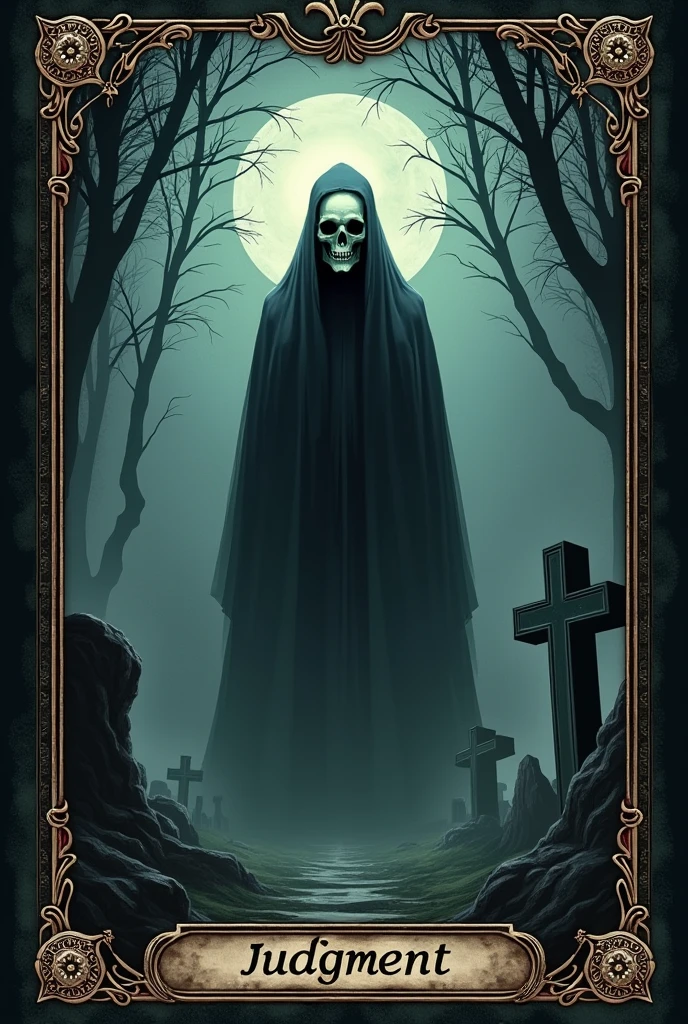 playing card de tarot, dark, souls, playing card, Number 20, judgmental, skullish, cemetery 