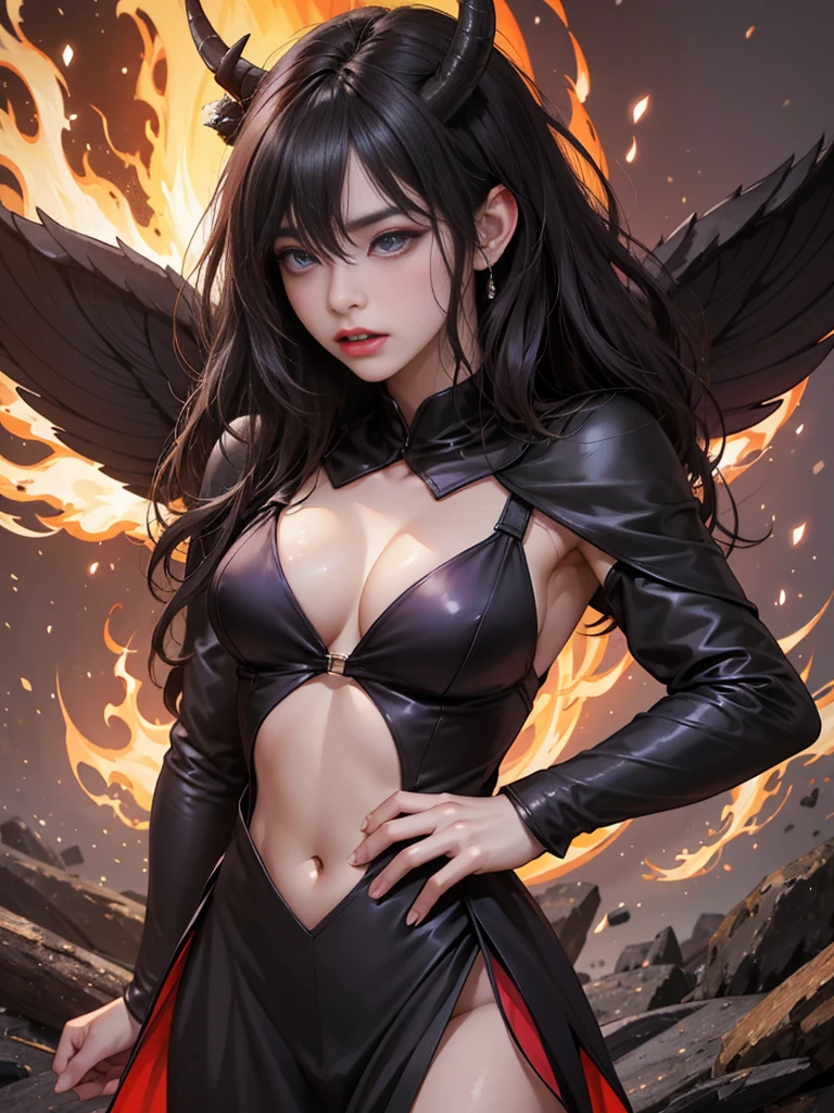 巨big ,Sparkling eyes,Purple eyes、(highest quality,4K,8k,High resolution,masterpiece:1.2),Very detailed,(Realistic,photoRealistic,photo-Realistic:1.37),Mythical monster,Beast-like creature,Muscular,Six big legs,Stand like a gorilla,Red fur covering the body,two big horns,Drill teeth,Sharp Claws,Huge shape,Burning Fire Magic,Energy aura,A threatening presence,Glowing Eyes,Intimidating posture,Dark Environment,Smoke-filled air,Ominous Shadow,Majestic and fierce,Explosive power,Vibrant colors,bold,Horror art style,moving composition,Dramatic lighting,rib layer,large sharp teeth,Sharp Edges,Very detailedスケール,Burning Crack,Burning Flames,Furious expression,Burning with anger,Surrounded by sparks and embers