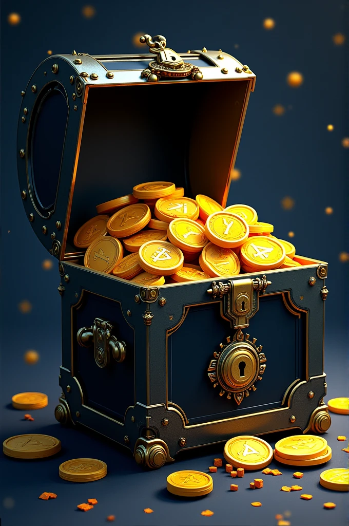 An illustration of MKR tokens contained within a locked box