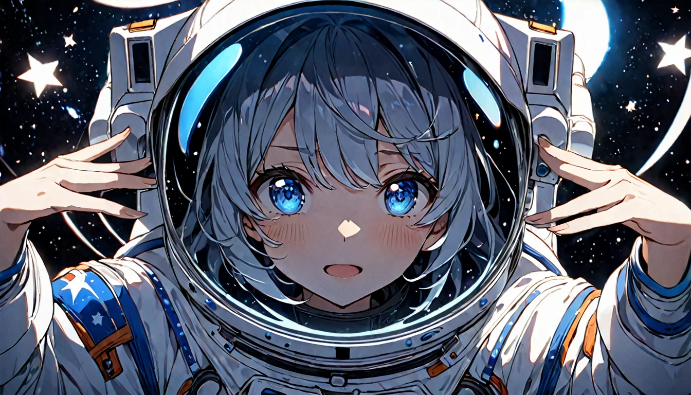 **263. One person。Space Explorer。遠いstar系を探査する。Cowboy shot or close-up。
masterpiece, best quality, ultra detailed (Detailed fingers), (Emotional), (Breathtakingly beautiful),
(main part: 1.2 Whole body。), (Anime Style), (Very detailed), (Space Exploration),
(超High resolution, High resolution), (8k), (High resolution: 1.2), (Complex and beautiful: 1.2)**
- background: 遠いstar系、異starの風景と煌めくstar々Spread。
- Explorer: Young woman, around 18 years old、Wearing a space suit、宇宙探査機の外でstarを観察している。
-pose: 空中でstarを観察し、The moment of gathering data。
-expression: A face filled with curiosity、Wonder at the mysteries of the universe。
- Effects: star々The radiance and light of the probe、Effects that symbolize the vastness of space。
-color: The deep black of outer space、star々The contrast of white and blue that shines with the light of discovery。
