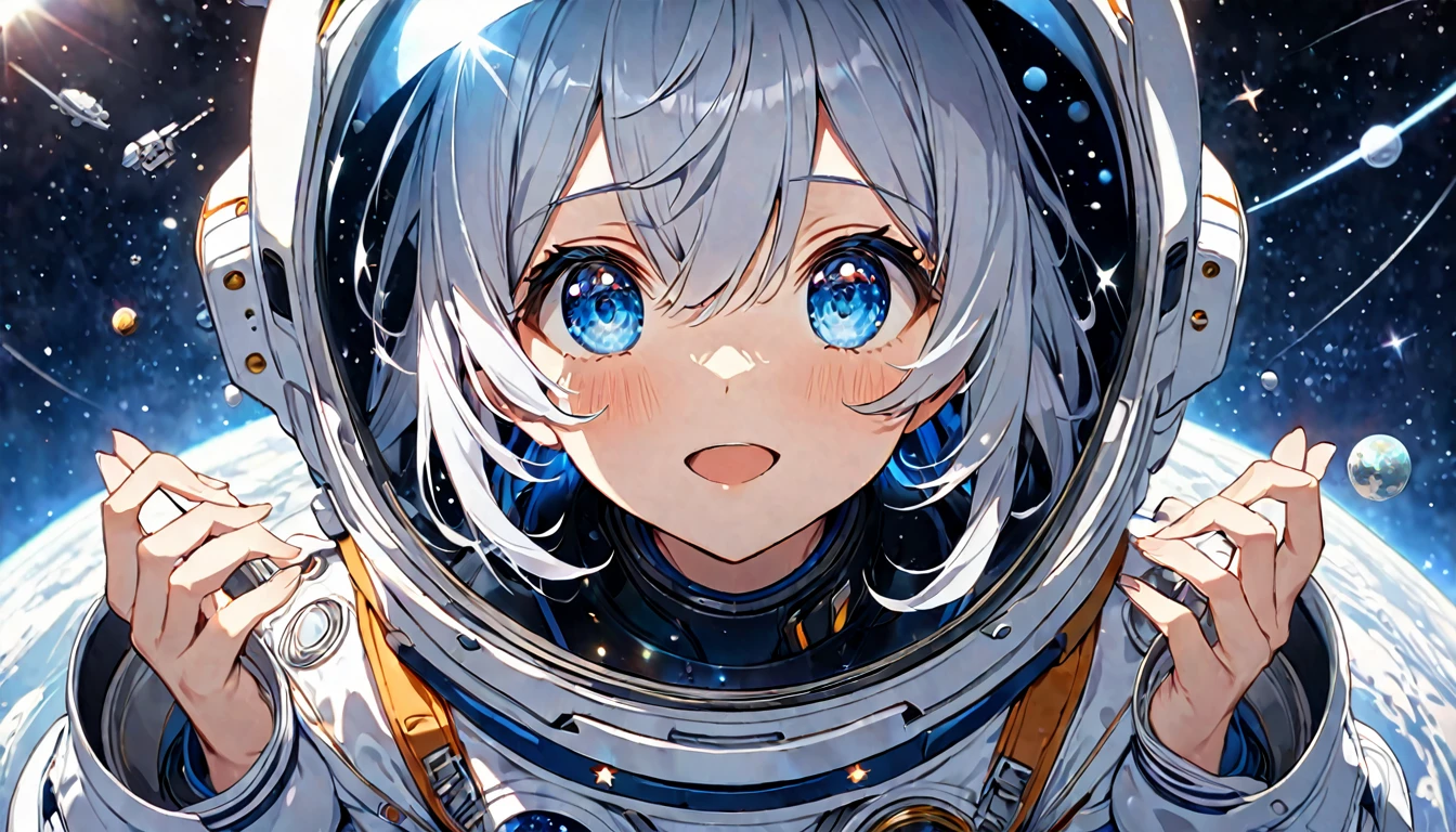 **263. One person。Space Explorer。遠いstar系を探査する。Cowboy shot or close-up。
masterpiece, best quality, ultra detailed (Detailed fingers), (Emotional), (Breathtakingly beautiful),
(main part: 1.2 Whole body。), (Anime Style), (Very detailed), (Space Exploration),
(超High resolution, High resolution), (8k), (High resolution: 1.2), (Complex and beautiful: 1.2)**
- background: 遠いstar系、異starの風景と煌めくstar々Spread。
- Explorer: Young woman, around 18 years old、Wearing a space suit、宇宙探査機の外でstarを観察している。
-pose: 空中でstarを観察し、The moment of gathering data。
-expression: A face filled with curiosity、Wonder at the mysteries of the universe。
- Effects: star々The radiance and light of the probe、Effects that symbolize the vastness of space。
-color: The deep black of outer space、star々The contrast of white and blue that shines with the light of discovery。