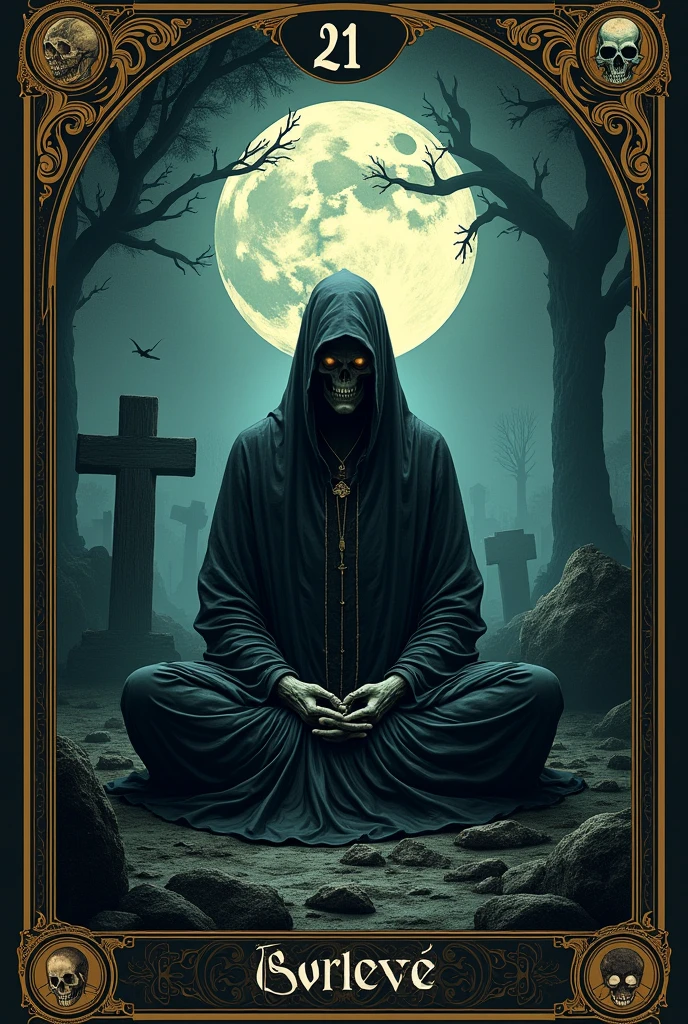 playing card de tarot, dark, souls, playing card, number 21, world, skullish, cemetery, skullish globo 