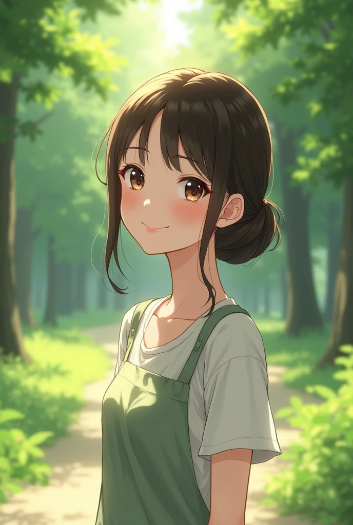 naked、cute,  アイドルのようにcute少女、Smiling Kindly、height: 150cm、Medium sized breasts、Cleavage、Forest Park、Natural light、RAW Photos、Genuine、Live Action、realism、masterpiece、RAW Photos、High resolution