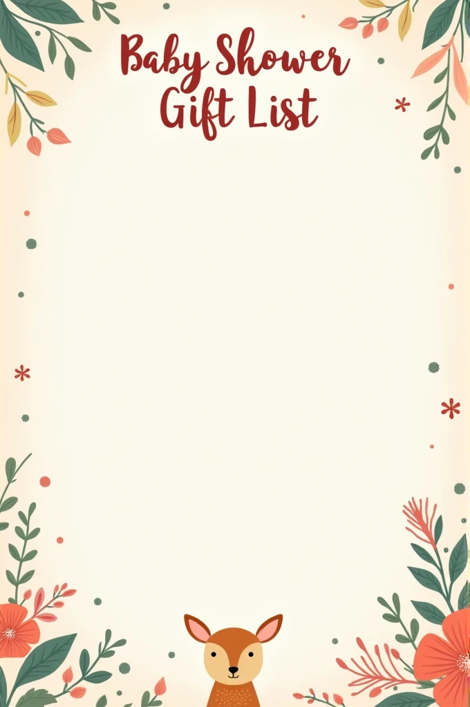 Baby shower gift list with theme of
