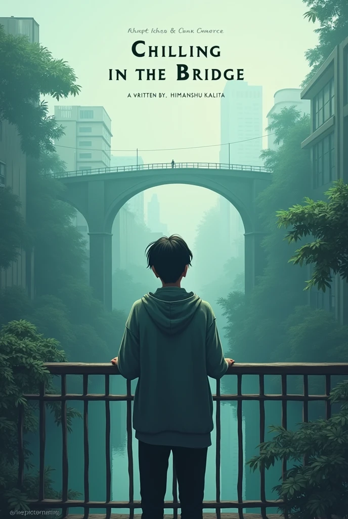 Make a poster realising the song name chilling in the bridge and add the name of the song and written by HIMANSHU KALITA and voice ai generated  make it realism and unique 