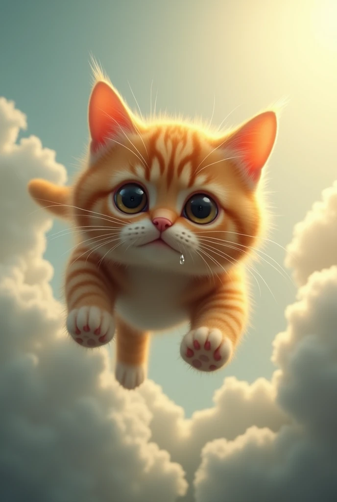 Gingercat crying while flying with his legs