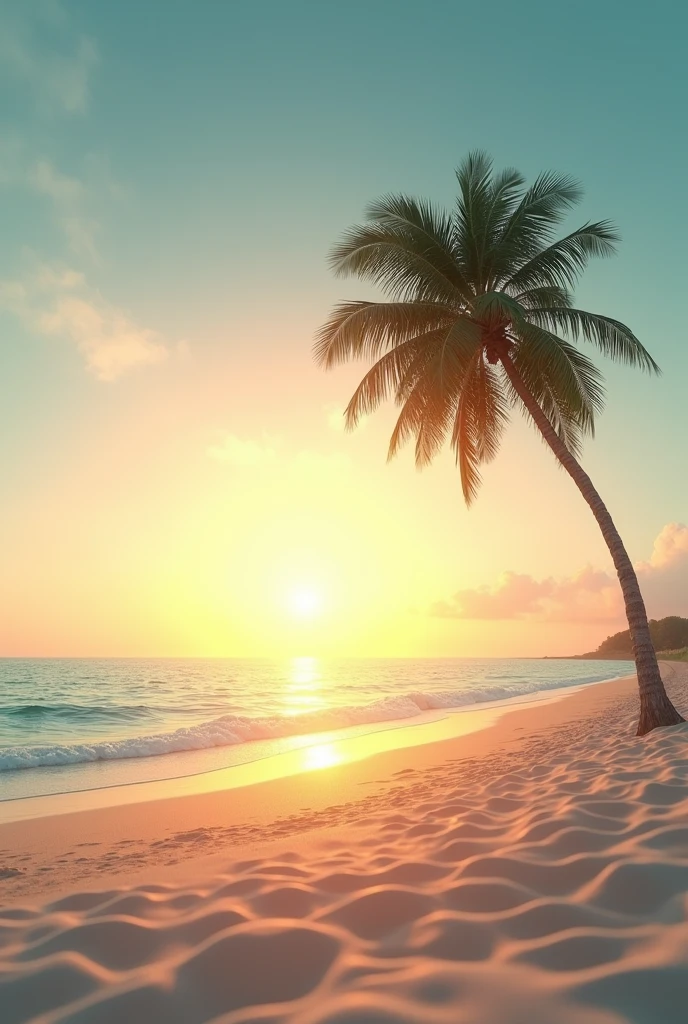 Beach palm tree relax sunrise 
