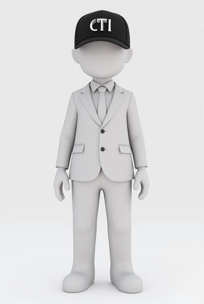 you can make a 3d human white but it should be business-like and with a black cap that has uppercase letters "CTI". Please.
