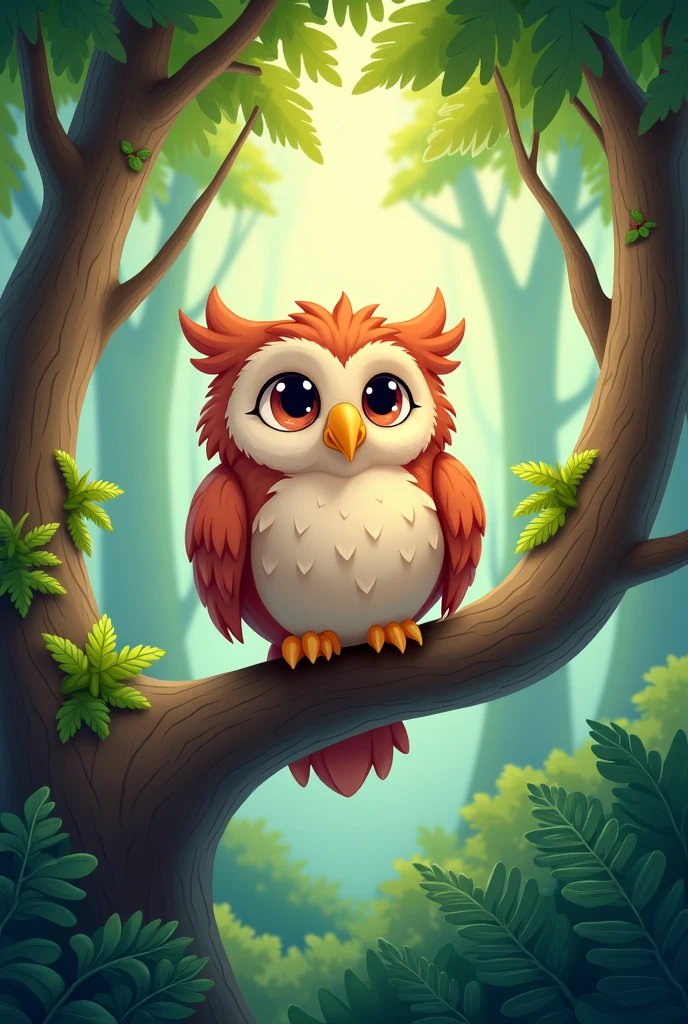 Owl in the forest, cartoons