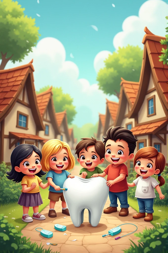 Dental hygiene picture based on village
