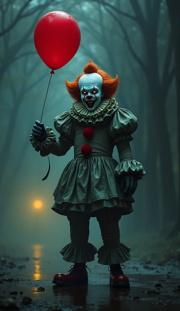 Pennywise clown with floating balloon and tail light