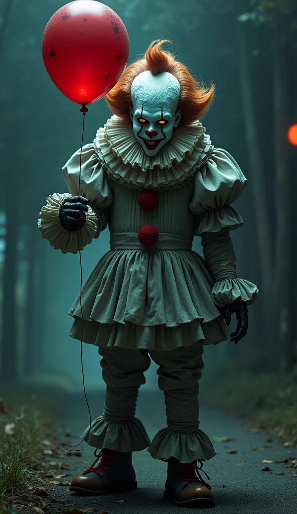 Pennywise clown with floating balloon and tail light