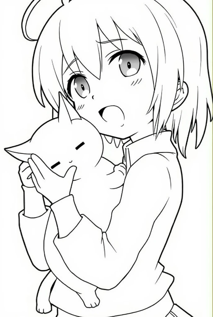 A cartoon close-up of a person holding a cat, Manga by Taiha Kawachi, Topics on pixiv, Self-sastructing art, Black and white mangaページ, Doujinshi, Black and white mangaパネル, Travel Udon Neinaba, Black and white manga, High School DXD