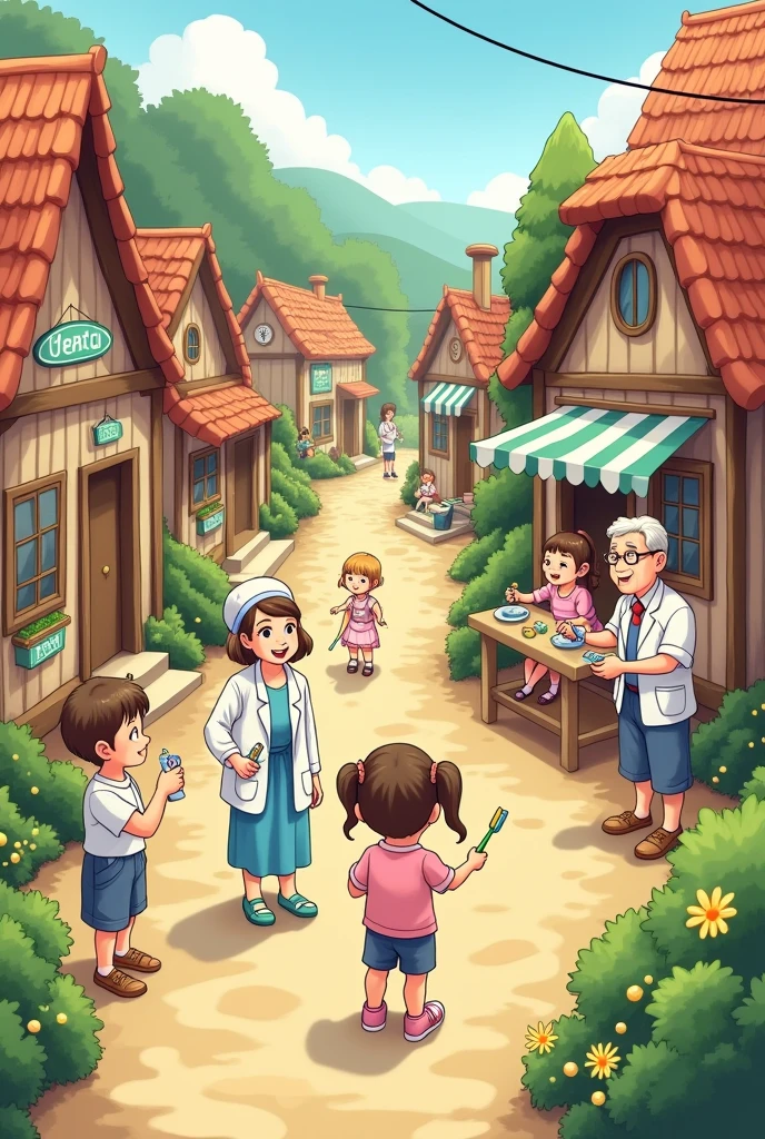 Dental hygiene picture based on village based on drawing 