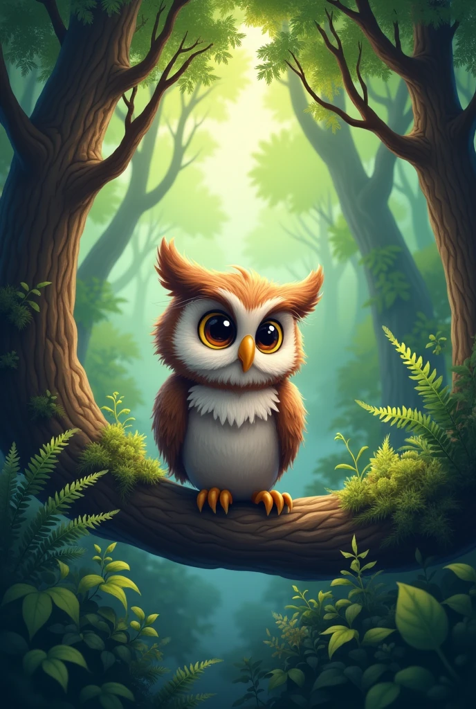 Owl in the forest, cartoons