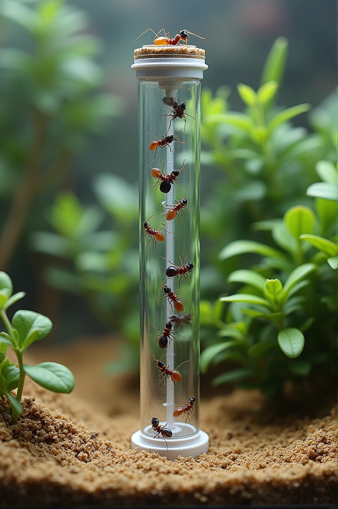 Step-by-step assembly of a small elevator with transparent tube and air compression for ant terrarium