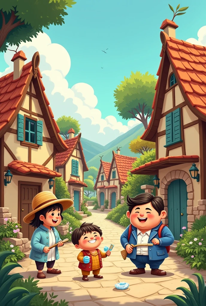 Dental hygiene picture based on village based on 3 picture